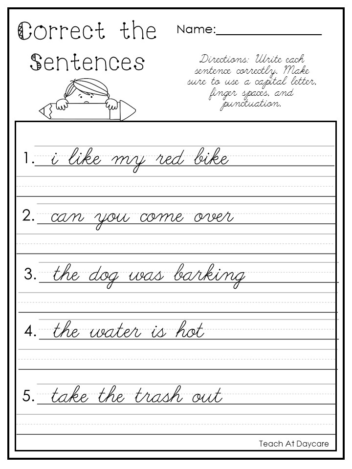 10 Cursive Correct The Sentences Worksheets Made By Teachers - Cursive Handwriting Sentences Practice Worksheets Uk