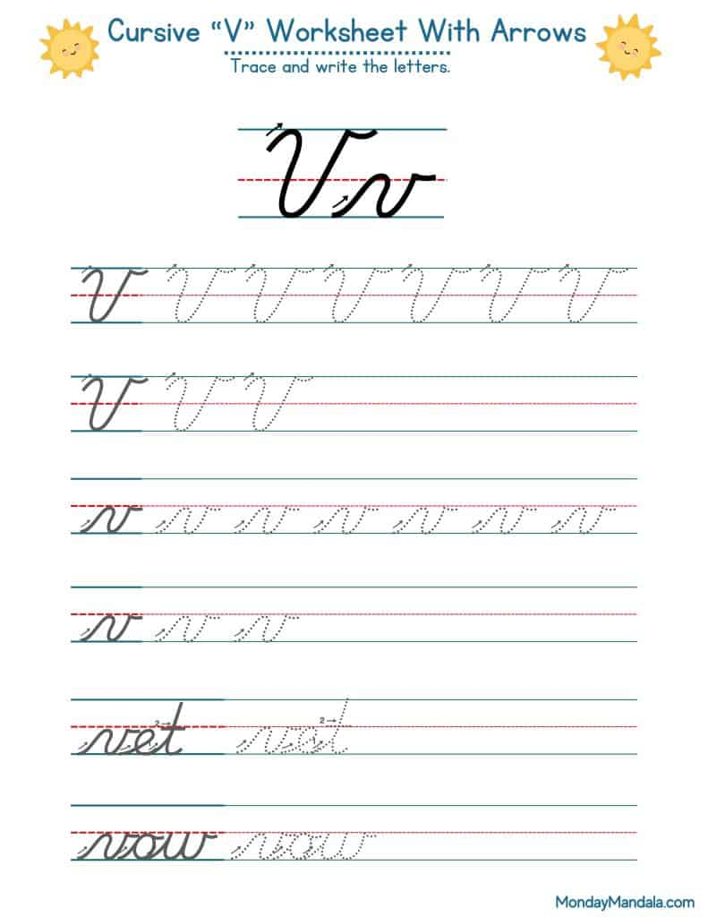 10 Cursive V Worksheets Free Letter Writing Printables  - Cursive V Worksheet