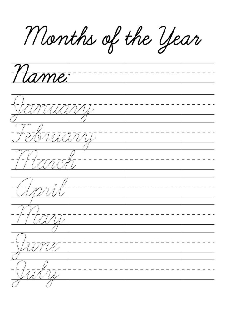 12 Months Of The Year Cursive Handwriting Worksheets E89 Cursive  - Cursive Writing Worksheets Months Of The Year