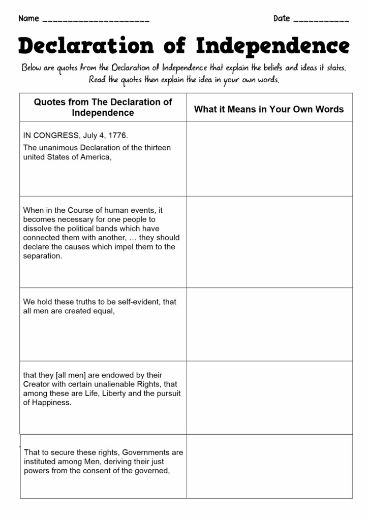 16 Declaration Of Independence Worksheets Elementary Free PDF At  - Cursive Worksheets Declaration Of Independence Printable