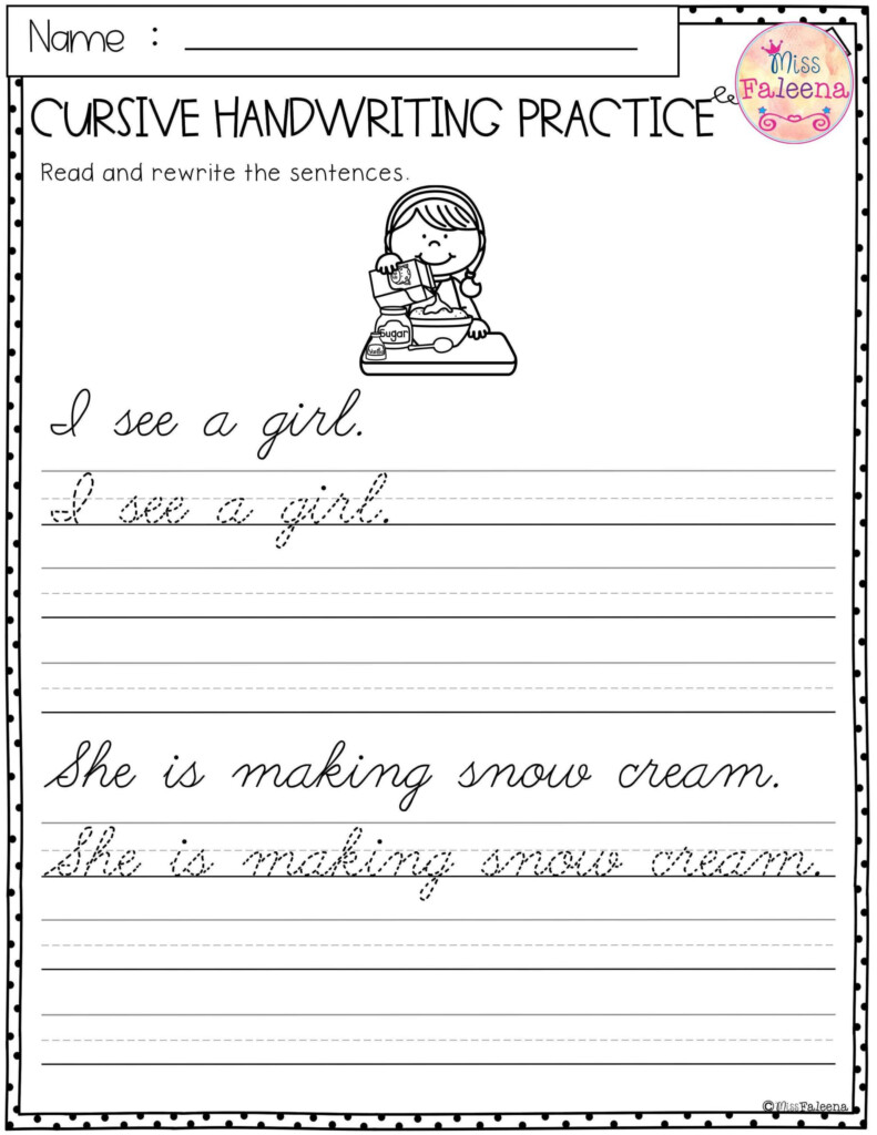 3rd Grade Cursive Writing Printable Free Printable Worksheet - Cursive A Worksheets For 3Rd Grade