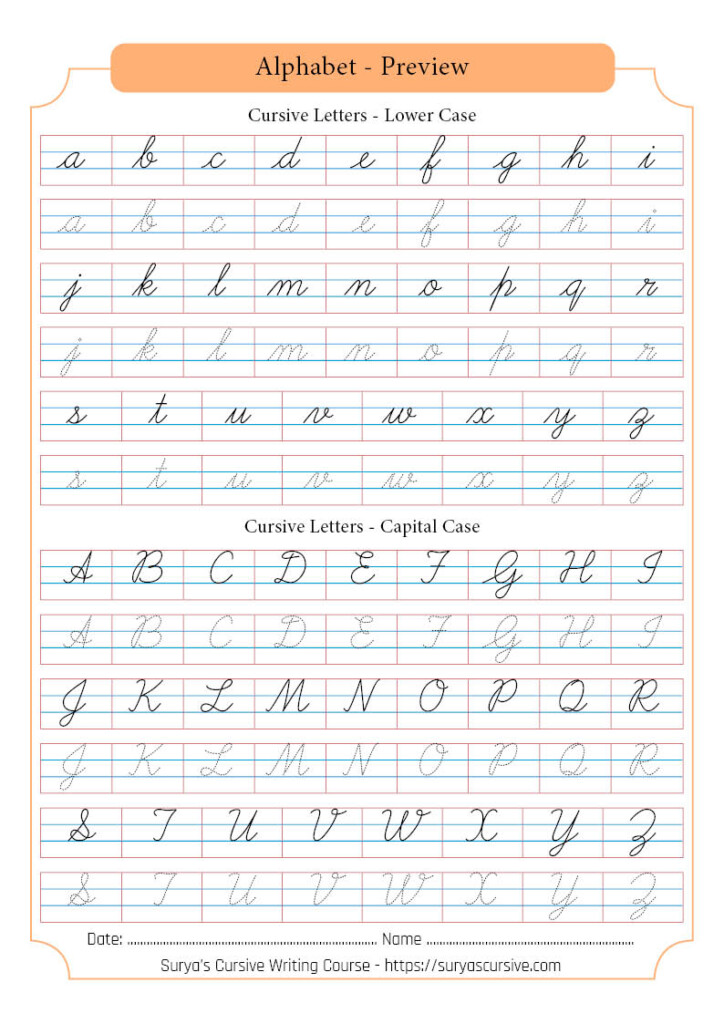 Abc Cursive Practice Worksheets - English Alphabet Cursive Writing Worksheet