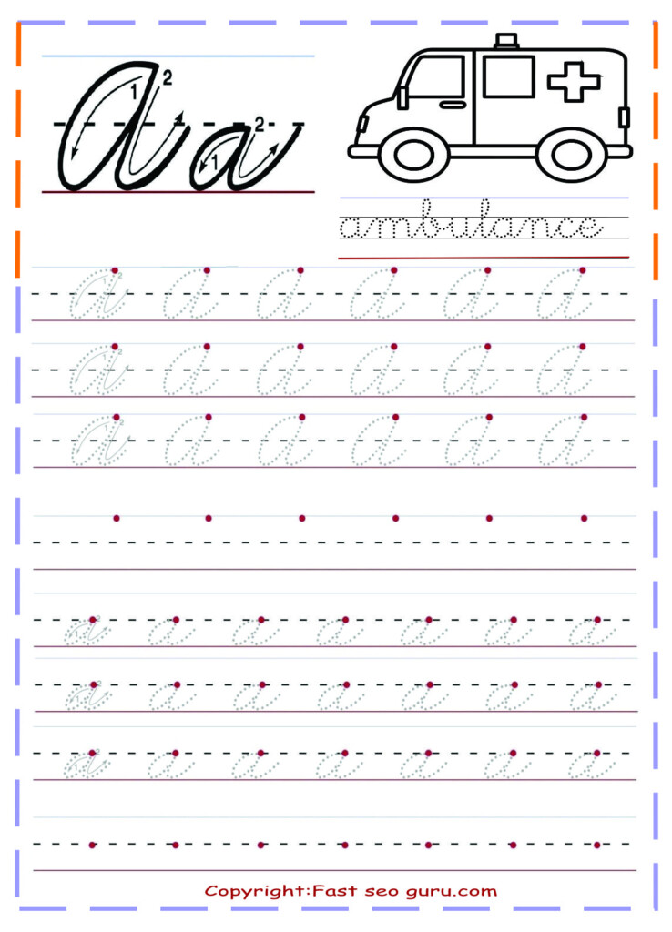 Alphabet Printable Cursive Writing Practice Sheets - Cursive A Worksheets Printable