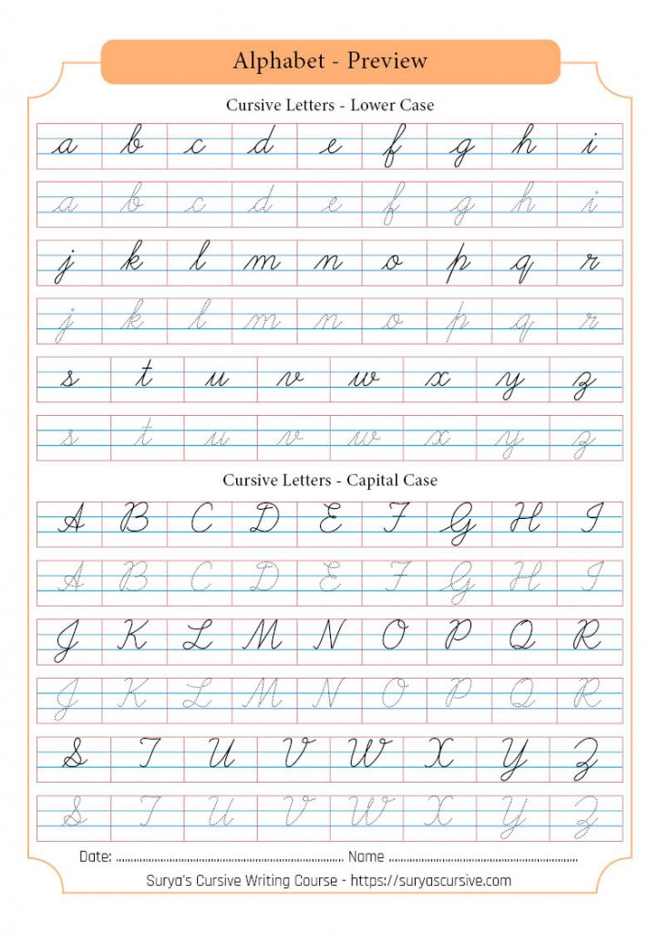 Alphabet Printable Cursive Writing Practice Sheets - Cursive Full Alphabet Worksheet