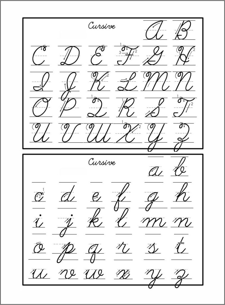 Alphabet Printable Cursive Writing Practice Sheets - Download Cursive Writing Worksheets