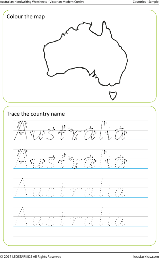 Australian Handwriting Worksheets Victorian Modern Cursive Country  - Australian Cursive Handwriting Worksheets Pdf