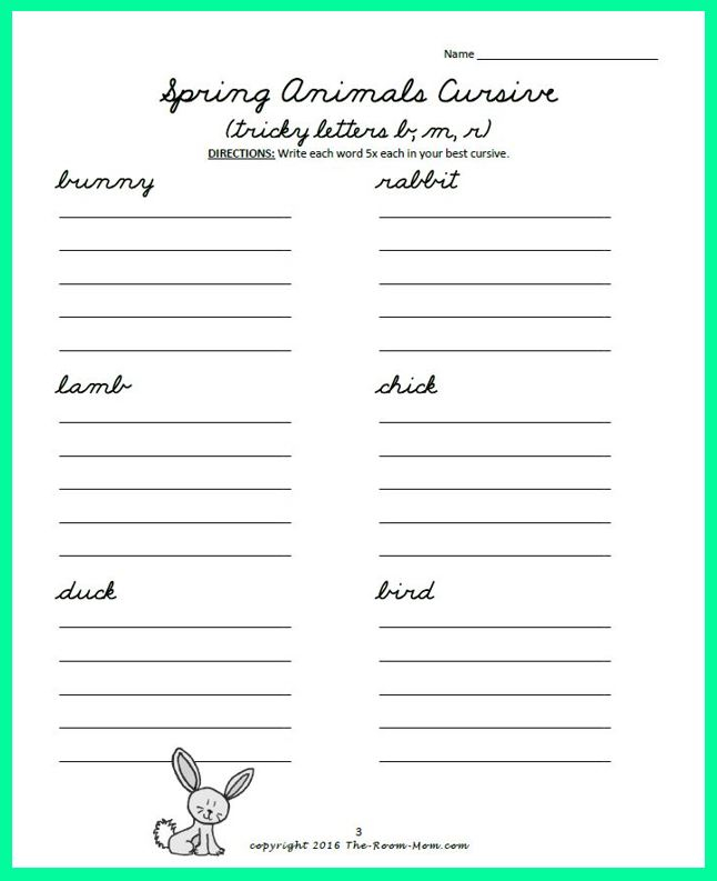 Classroom Freebies Too Spring Cursive Handwriting Practice - Spring Cursive Worksheets