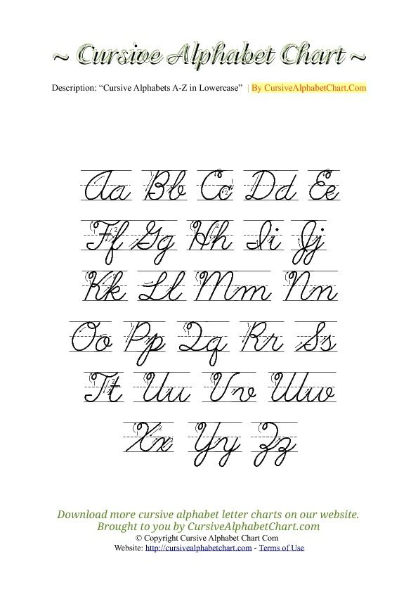 Cursive Alphabet Chart Upper And Lowercase - Cursive Alphabet Worksheets With Arrows