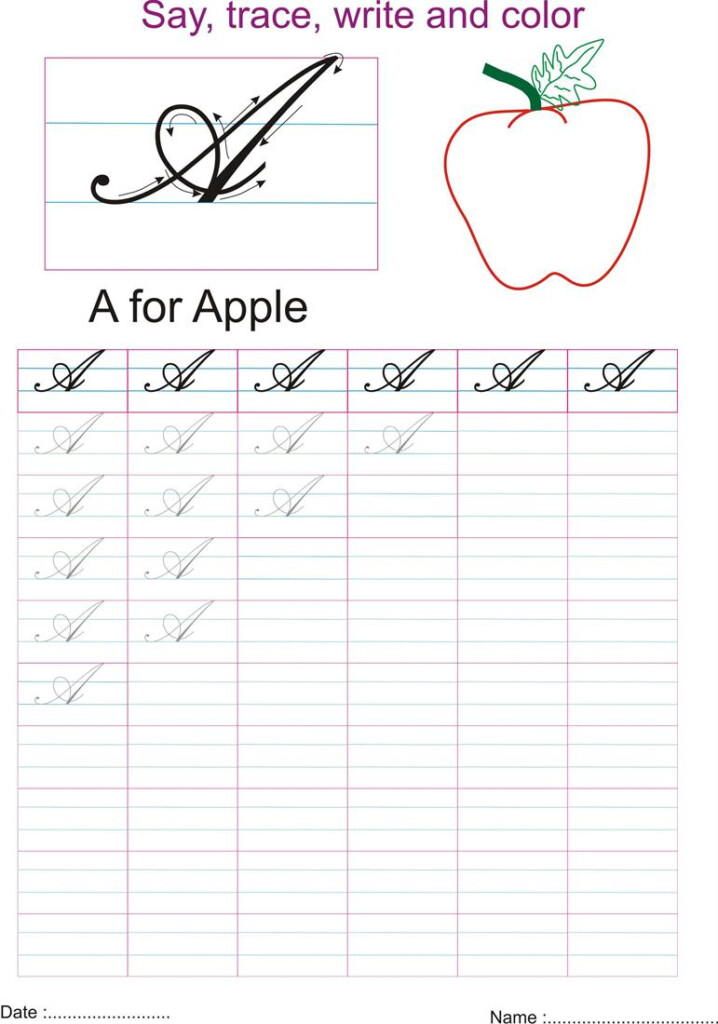 Cursive Captial Letter A Worksheet - Cursive Capital Letters Practice Worksheets