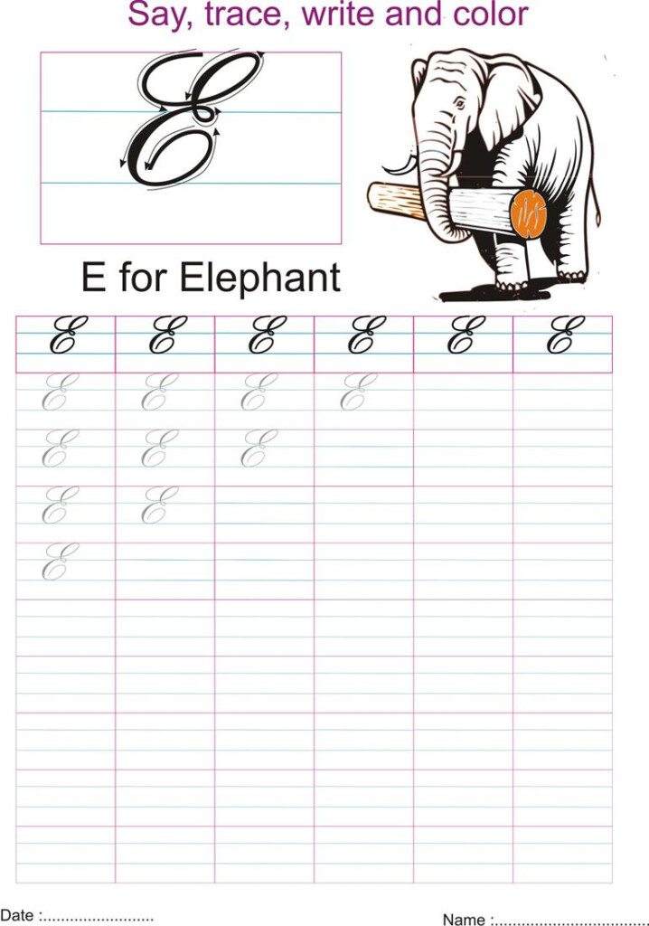 Cursive Captial Letter E Worksheet - Cursive Capital E Worksheet