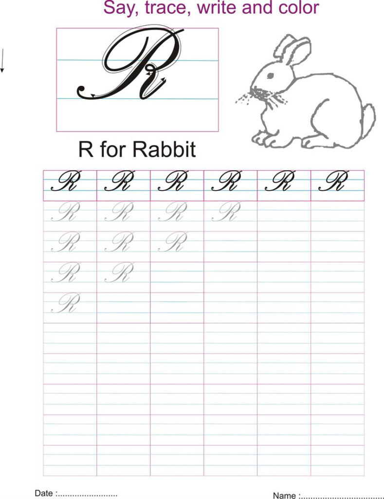 Cursive Captial Letter R Worksheet - Cursive Writing Worksheets R