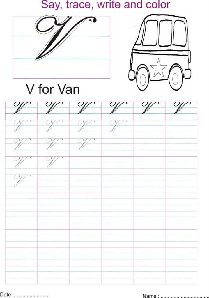 Cursive Captial Letter V Worksheet - Letter V Cursive Worksheet