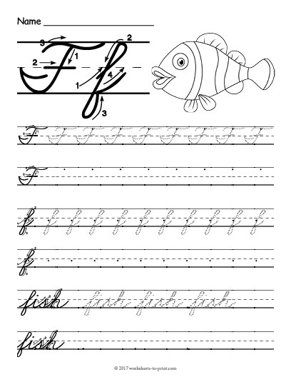 Cursive F Worksheet - Cursive F Uppercase Practice Worksheet