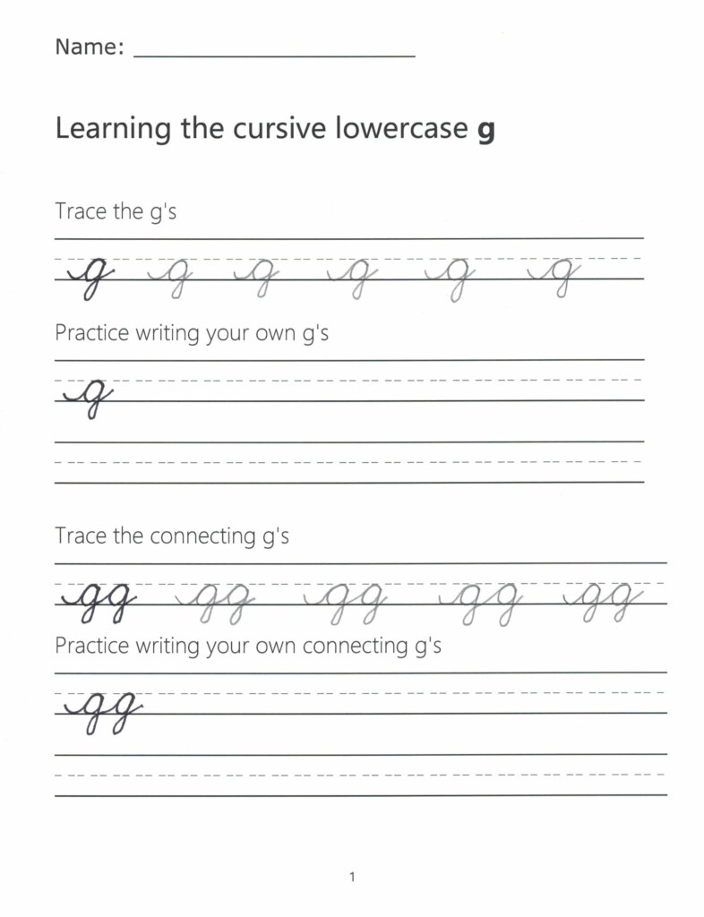 Cursive G How To Write A Lowercase G In Cursive - Cursive G Worksheet