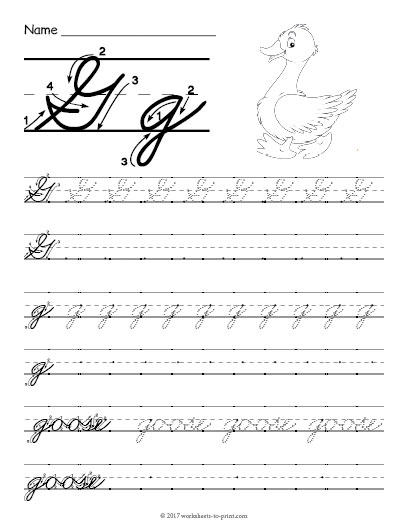 Cursive G Worksheet - Cursive Letter G Worksheet