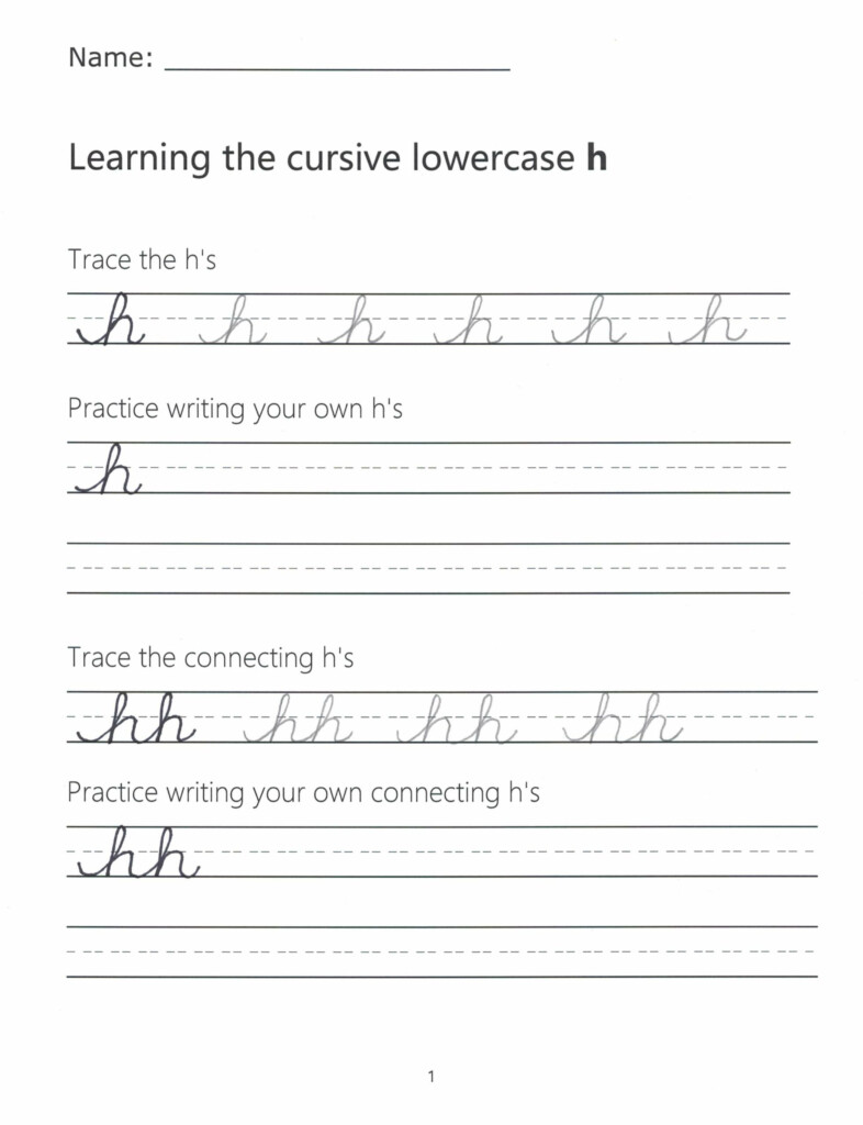 Cursive H How To Write A Lowercase H In Cursive - Lower Case H Cursive Worksheet