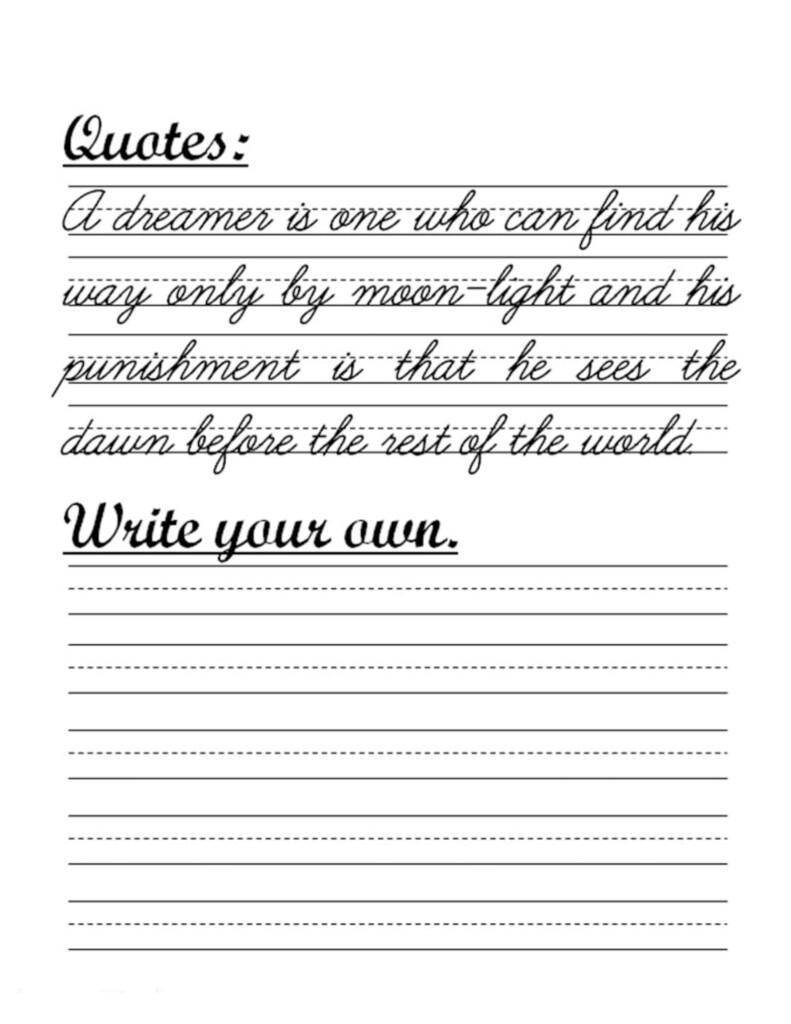 Cursive Handwriting Practice For Teens Learning Cursive With  - Cursive Writing Worksheets Teens