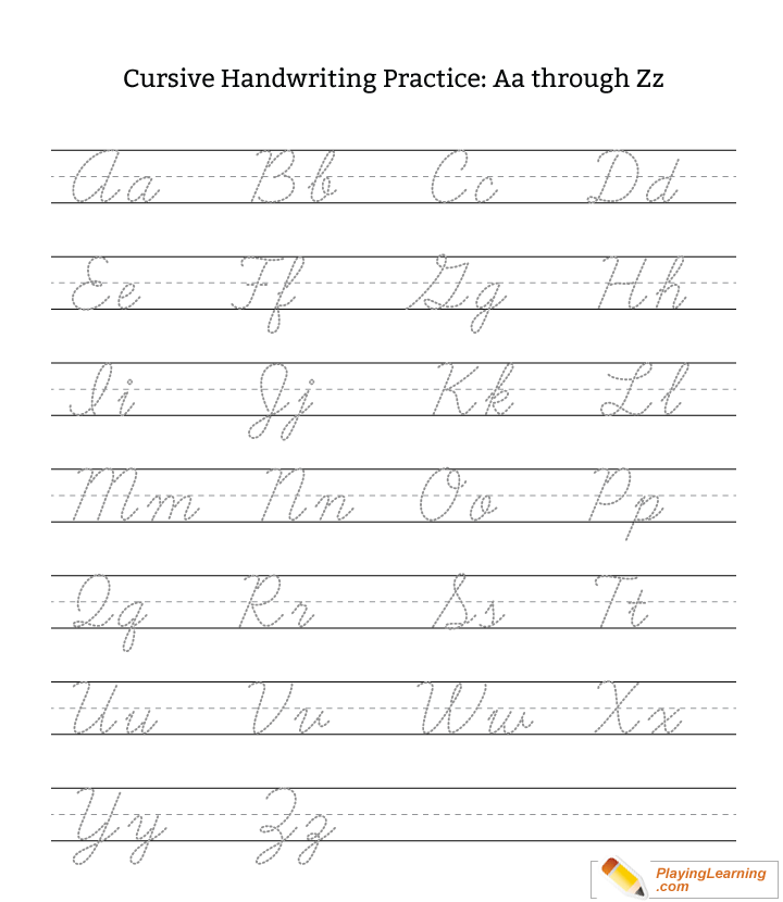 Cursive Handwriting Practice Letter A Through Z Uppercase Lowercase 358 - Printable Cursive Writing A To Z Worksheets