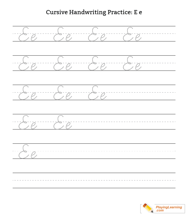 Cursive Handwriting Practice Letter E Free Cursive Handwriting  - Cursive Writing A E Worksheet