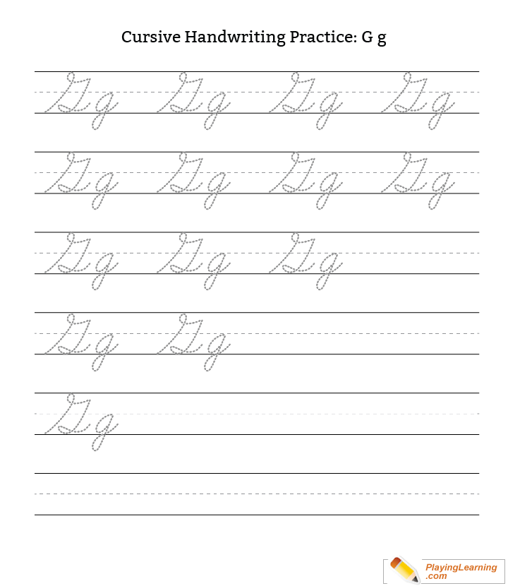 Cursive Handwriting Practice Letter G Free Cursive Handwriting  - Cursive Letter G Worksheet