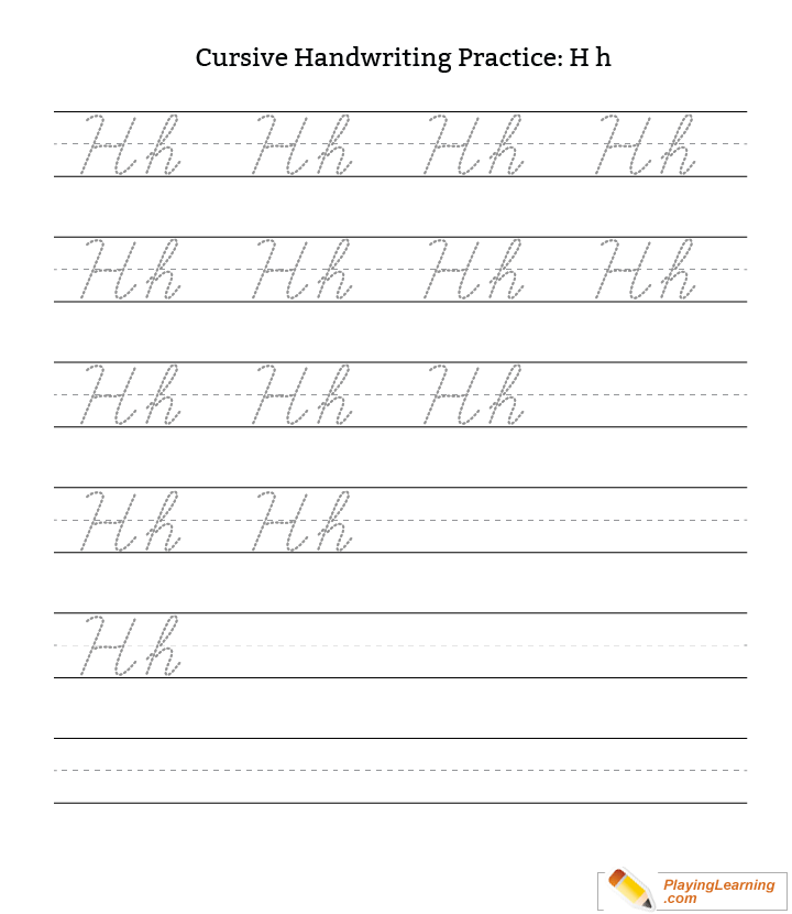 Cursive Handwriting Practice Letter H Free Cursive Handwriting  - Cursive H Worksheet