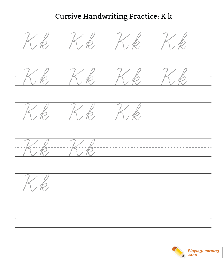 Cursive Handwriting Practice Letter K Free Cursive Handwriting  - K Cursive Worksheets