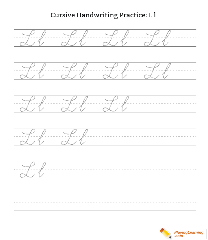 Cursive Handwriting Practice Letter L Free Cursive Handwriting  - Cursive Handwriting Worksheets Letter L