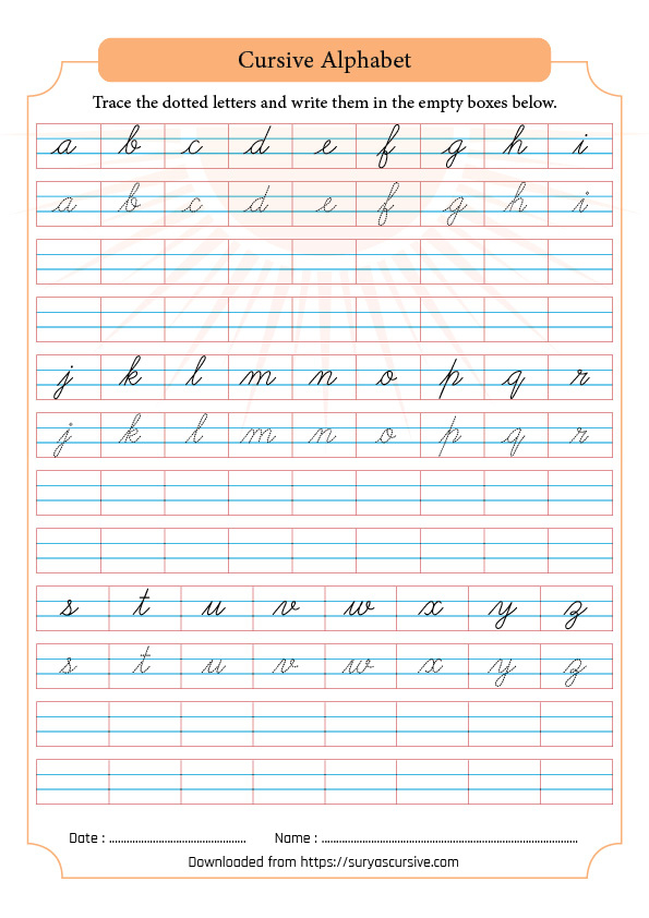 Cursive Handwriting Worksheet Handwriting Worksheets - A To Z Cursive Handwriting Worksheets