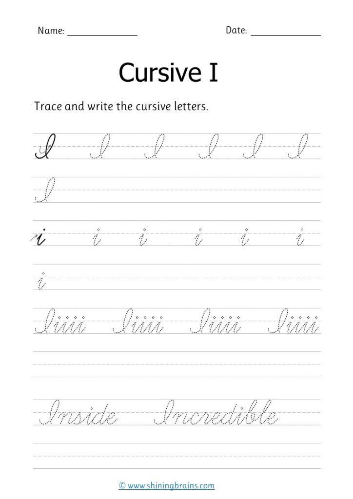 Cursive I Free Cursive Writing Worksheet For Small And Capital I Practice - Cursive Letter I Worksheets