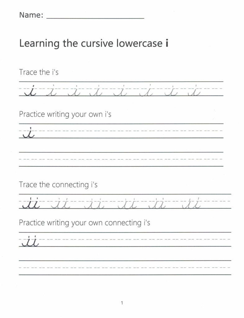 Cursive I How To Write A Lowercase I In Cursive - Letter I Cursive Worksheet