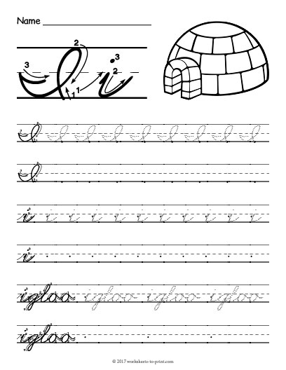 Cursive I Worksheet - Letter I Cursive Worksheet