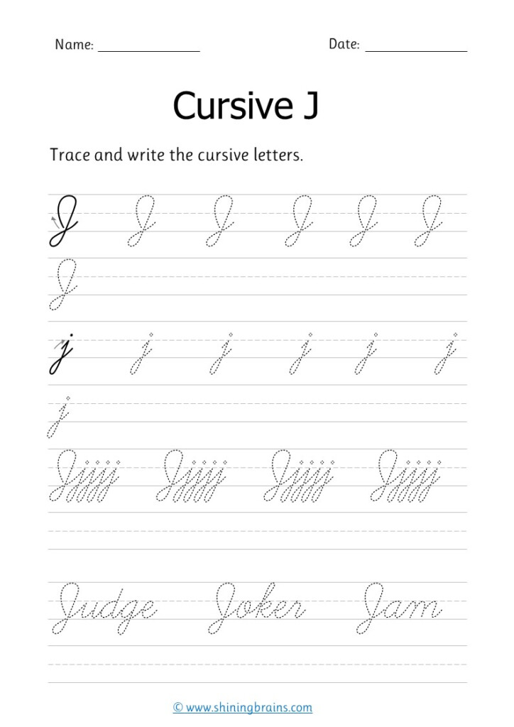 Cursive J Free Cursive Writing Worksheet For Small And Capital J Practice - Cursive Handwriting Capital J Worksheet