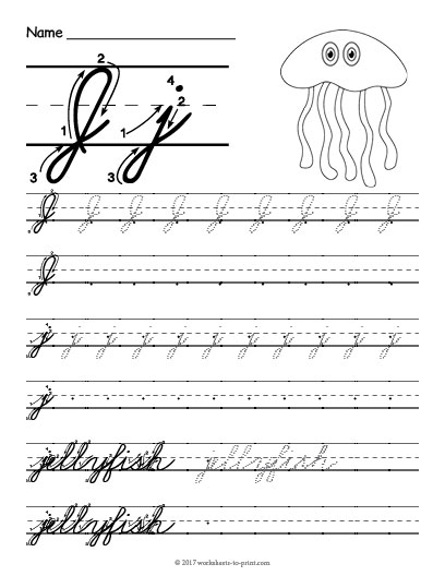 Cursive J Worksheet - Cursive Handwriting Capital J Worksheet