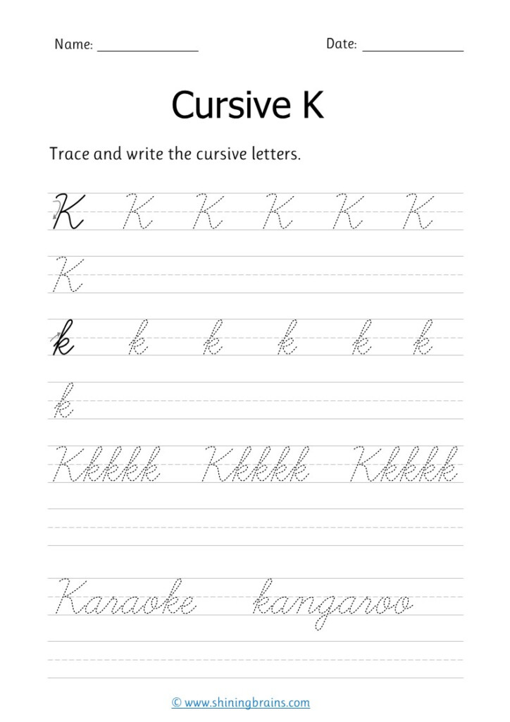 Cursive K Free Printable Worksheet - K Cursive Worksheets