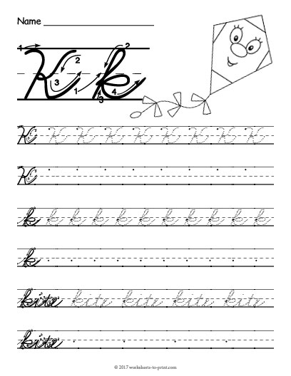 Cursive K Worksheet - Letter K Cursive Worksheet