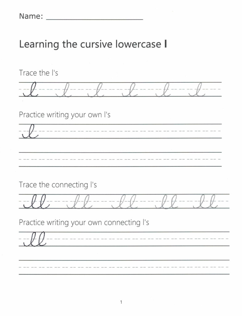 Cursive L How To Write A Lowercase L In Cursive - Lowercase L Cursive Worksheet