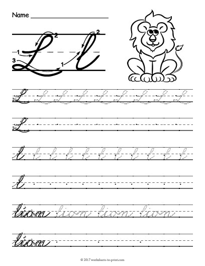 Cursive L Worksheet - Lowercase L Cursive Worksheet