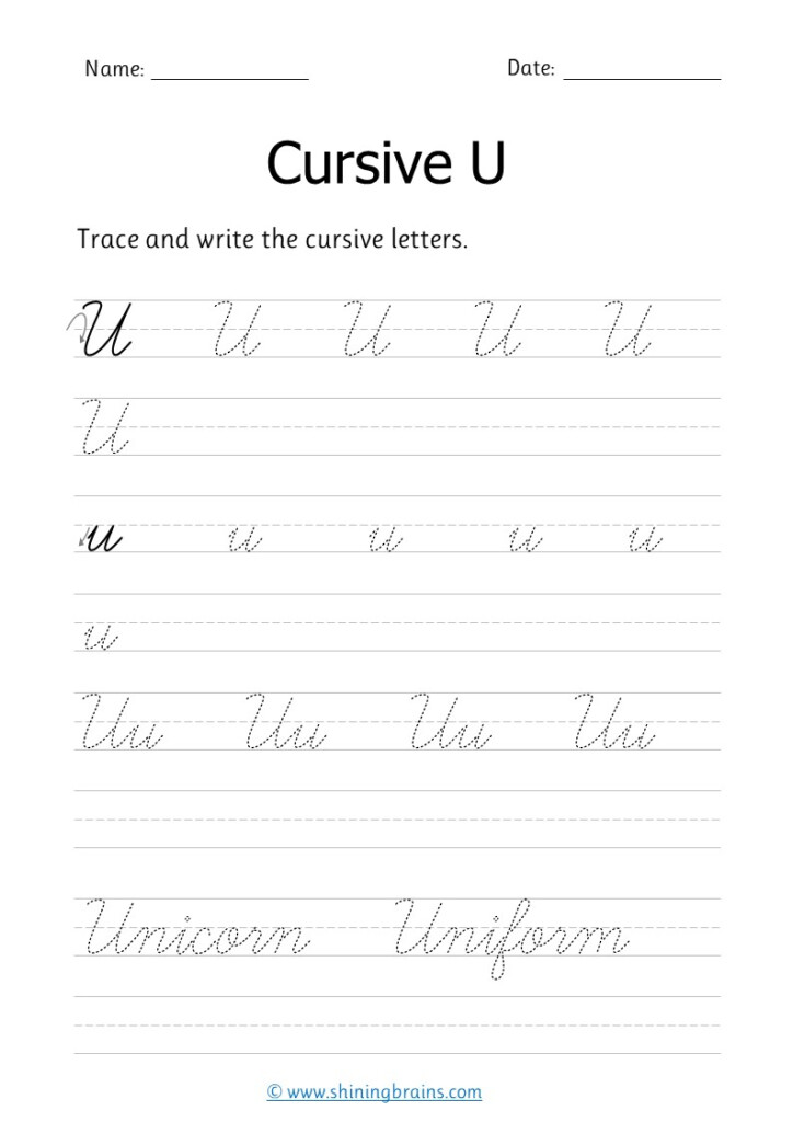 Cursive Letter U Lowercase - Cursive U Lowercase Worksheet