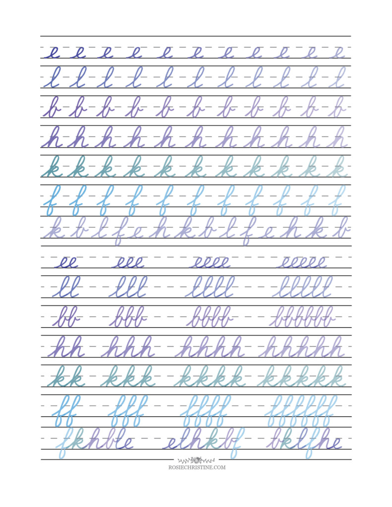 Cursive Lowercase Group 3 Advanced Worksheet Rosie Christine - Advanced Cursive Worksheets