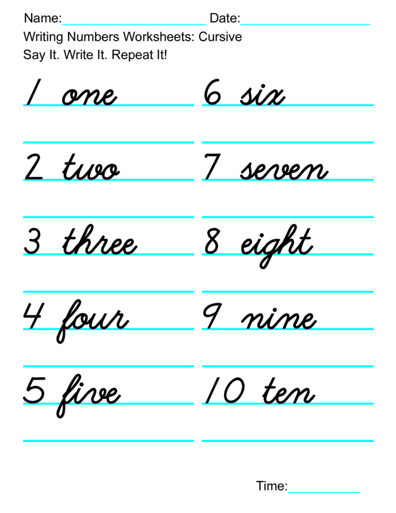 Cursive Numbers 4 Worksheet - Cursive Numbers Worksheet