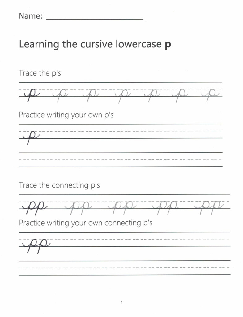 Cursive P How To Write A Lowercase P In Cursive - Cursive P Practive Worksheet