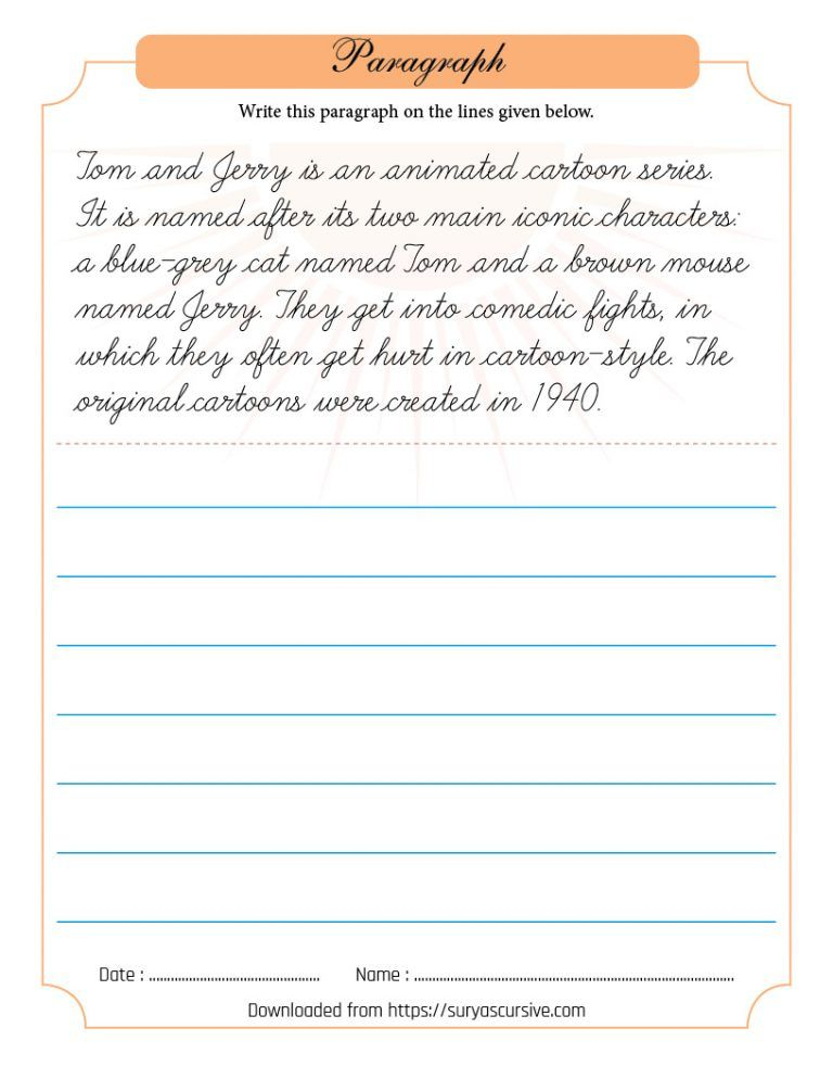 Cursive Paragraph Writing Practice Sheets Free Printable Worksheet - Cursive Paragraph Worksheet