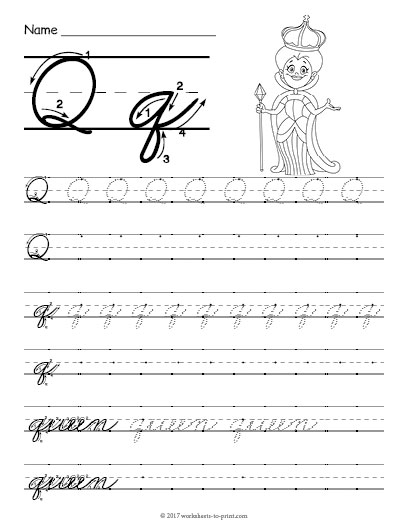 Cursive Q Worksheet - Cursive Lowercase Q Worksheet