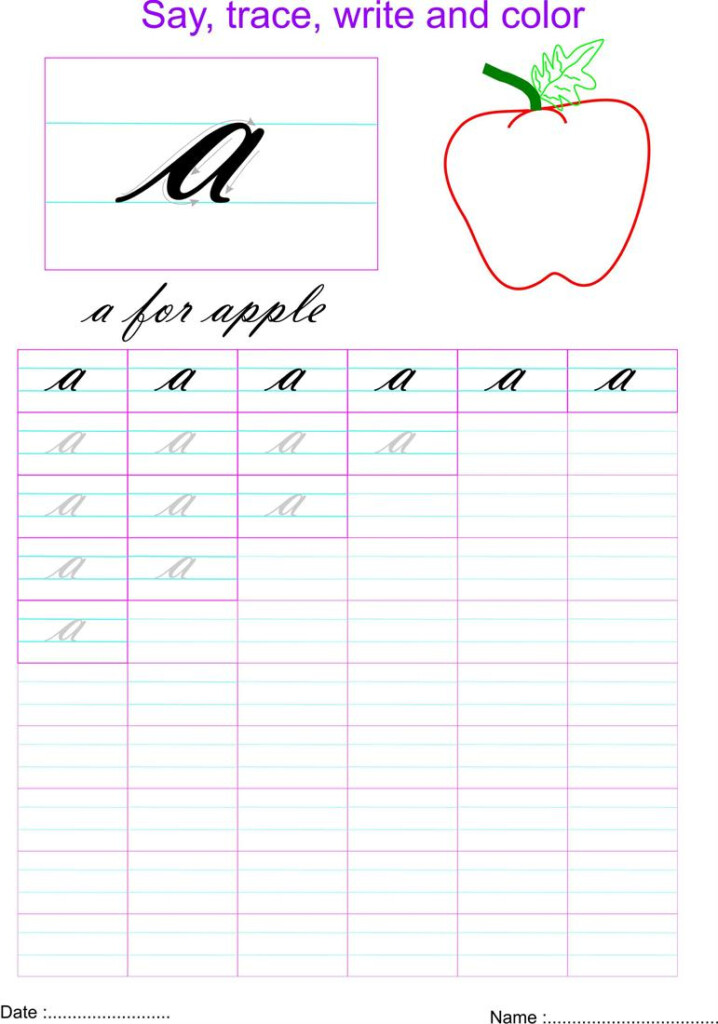 Cursive Small Letter a Worksheet - Cursive Alphabet Small Letters Practice Worksheets