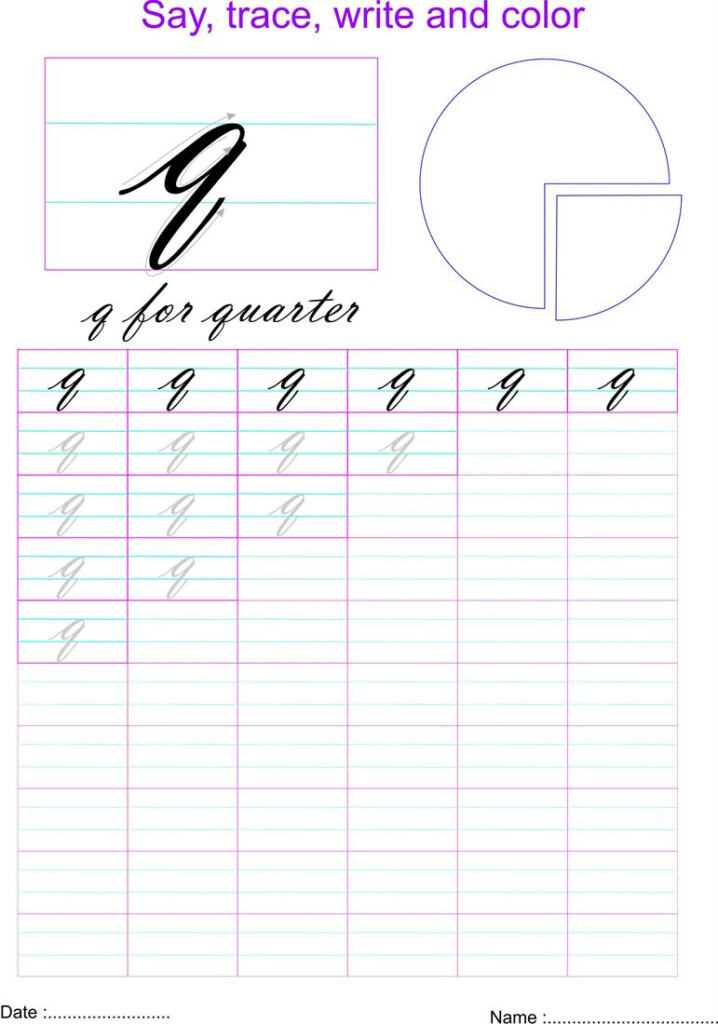 Cursive Small Letter q Worksheet - Cursive Q Practice Worksheet