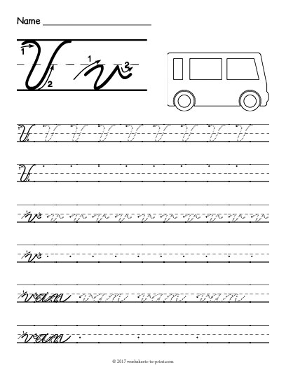 Cursive V Worksheet - Cursive V Worksheet