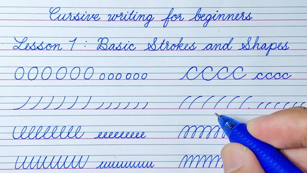 Cursive Writing For Beginners Lesson 1 Basic Strokes And Shapes  - Basic Strokes In Cursive Writing Worksheets