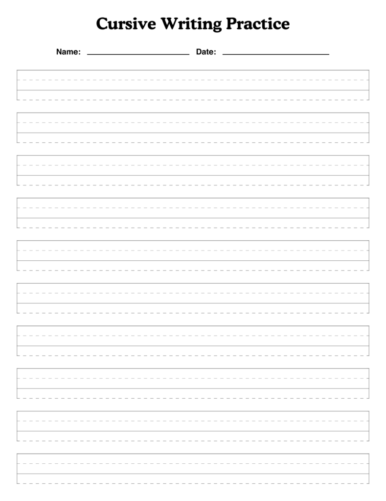 Cursive Writing Practice Sheets A Z Free Printable Templates - Blank Worksheets For Cursive Writing