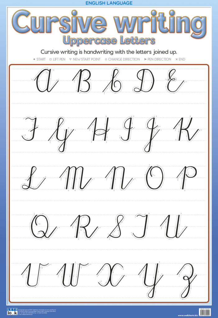 Cursive Writing Upper Case Laminated 76Cm X 52Cm  - Uppercase Cursive Worksheets