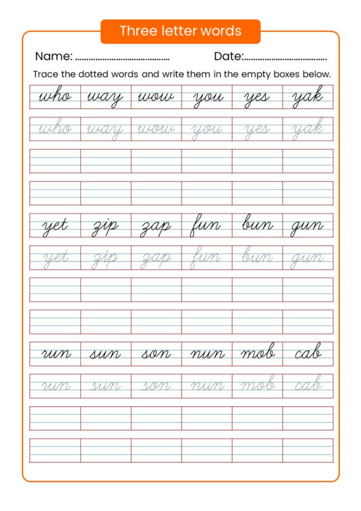 Cursive Writing Worksheets Cubecrown - Three Letter Words Cursive Writing Worksheets Pdf